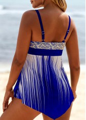 Royal Blue swimwear,Ombre swimwear,ROTITA Patchwork Royal Blue Ombre Low Waisted Tankini Set