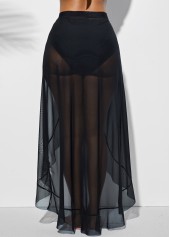 Black swimwear,Plain Color swimwear,ROTITA Lace Flowy Black Cover Up Skirt