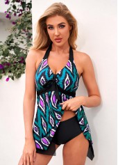 Tribal swimwear,ROTITA Handkerchief Hem Tribal Print Mid Waisted Tankini Set