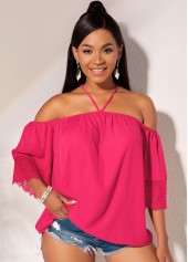 ROTITA Hot Pink Off Shoulder Half Sleeve Blouse