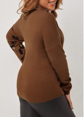 Dark Camel tops,Animal Print tops,ROTITA Brown Leopard Tie Front V Neck Sweater