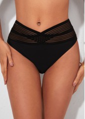 Black swimwear,Plain Color swimwear,ROTITA High Waisted Black Cross Strap Swimwear Panty
