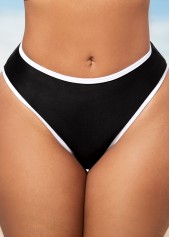 Black swimwear,Contrast Color swimwear,ROTITA Contrast Stitch Black Cross Strap Bikini Set