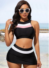 Rotita-Bikini-Set mit mittlerer Taille und kontrastierendem Schwarz