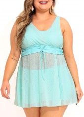 Ensemble tankini bleu taille haute à cordon Rotita grande taille