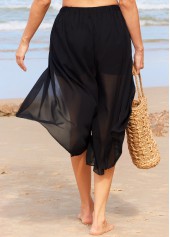 Black swimwear,Plain Color swimwear,ROTITA Black High Waisted Side Slit Beach Pants