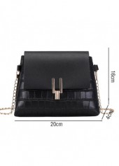 Black accessories,Plain Color accessories,Black Chains Design Pushlock Shoulder Bag