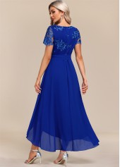 Royal Blue dresses,Plain Color dresses,Party dresses,Elegant dresses,ROTITA Tummy Coverage Royal Blue Belted High Low Dress