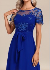 Royal Blue dresses,Plain Color dresses,Party dresses,Elegant dresses,ROTITA Tummy Coverage Royal Blue Belted High Low Dress
