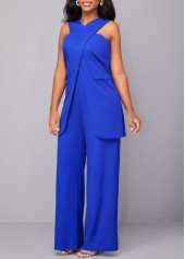 Royal Blue jumpsuits&rompers,Plain Color jumpsuits&rompers,ROTITA Criss Cross Royal Blue Sleeveless Jumpsuit