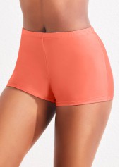 Pink swimwear,Plain Color swimwear,ROTITA Stretchy Pink Mid Waisted Swimwear Shorts