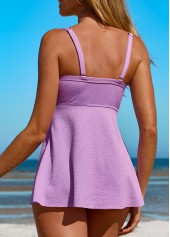 Light Purple swimwear,Plain Color swimwear,ROTITA Twist Light Purple Mid Waisted Tankini Set
