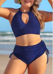 ROTITA - Haut de bikini bleu marine à nouer grande taille-Pas de fond