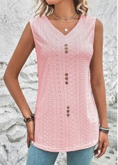 Rosafarbenes Tanktop mit V-Ausschnitt und Rotita-Knopf