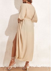 Light Coffee swimwear,Plain Color swimwear,Tie Belted Light Coffee Cover Up