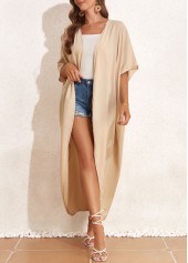 Light Coffee swimwear,Plain Color swimwear,Tie Belted Light Coffee Cover Up