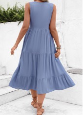 Dusty Blue dresses,Plain Color dresses,Everyday dresses,Casual dresses,Button Dusty Blue A Line Dress