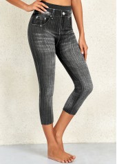 Dark Grey Marl bottoms,Plain Color bottoms,Dark Grey Marl High Waisted Elastic Waist Leggings