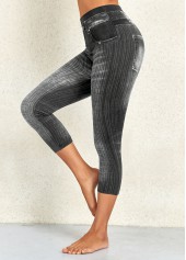 Dark Grey Marl bottoms,Plain Color bottoms,Dark Grey Marl High Waisted Elastic Waist Leggings
