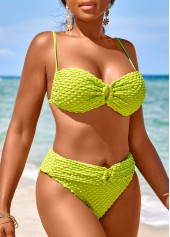 Avocado Green swimwear,Plain Color swimwear,ROTITA Avocado Green Cut Out Bikini Set