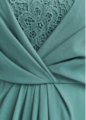 Turquoise dresses,Plain Color dresses,Party dresses,Elegant dresses,ROTITA Lace Turquoise V Neck Short Sleeve Maxi Dress