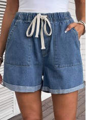 Jeansshorts mit Taschen und Kordelzug und hoher Taille