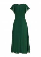 Blackish Green dresses,Plain Color dresses,Party dresses,Elegant dresses,ROTITA Twist Blackish Green High Low V Neck Dress