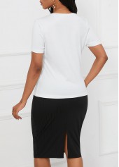 Black dresses,White dresses,Floral dresses,Plants dresses,Party dresses,Elegant dresses,Two Piece Floral Print Black Bodycon Top and Skirt