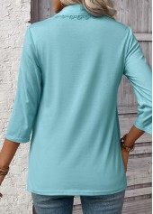 Mint Green tops,Plain Color tops,ROTITA Lace Mint Green Square Neck Fake Two Piece Twinset