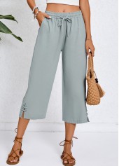 pantalon taille haute gris à poche taille élastique
