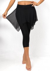 Black bottoms,Plain Color bottoms,Mesh Black Skinny Elastic Waist High Waisted Pants