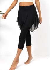 Black bottoms,Plain Color bottoms,Mesh Black Skinny Elastic Waist High Waisted Pants