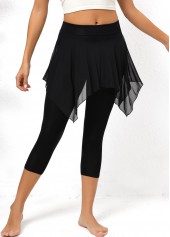 Schwarze Mesh-Hose mit schmaler elastischer Taille und hoher Taille