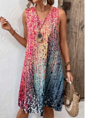 Coral dresses,Ombre dresses,Everyday dresses,Casual dresses,Coral A Line V Neck Sleeveless Dress