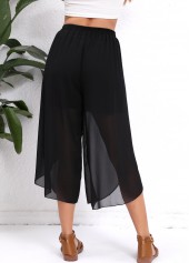 Black bottoms,Plain Color bottoms,Split Black Elastic Waist High Waisted Pants