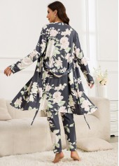 Dark Grey loungewear,Floral loungewear,Plants loungewear,Floral Print Dark Grey Lounge Top and Pants
