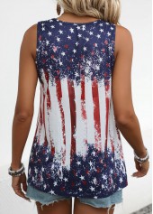 Multi Color tops,Flag tops,ROTITA American Flag Multi Color Sleeveless Cut Out Tank Top