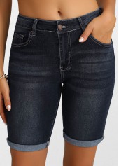 Schwarze Jeansshorts mit normaler hoher Taille und Knopfleiste