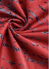 Deep Red tops,Ombre tops,ROTITA Tuck Stitch Ombre Deep Red Split Neck T Shirt