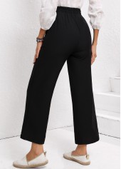 Black bottoms,Plain Color bottoms,Drawstring Black Elastic Waist High Waisted Pants