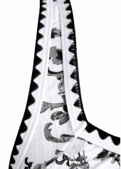 Black swimwear,Plants swimwear,Floral swimwear,ROTITA Drawstring Black Random Floral Print One Piece Swimwear