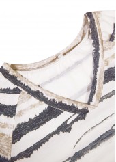 Light Camel tops,Tie Dye tops,ROTITA Tie Dye Print Light Camel V Neck T Shirt