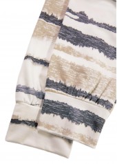 Light Camel tops,Tie Dye tops,ROTITA Tie Dye Print Light Camel V Neck T Shirt