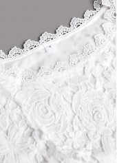 White tops,Plain Color tops,ROTITA Embroidery White Round Neck Long Sleeve T Shirt