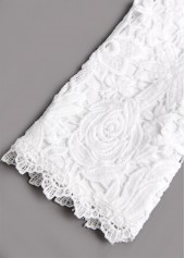 White tops,Plain Color tops,ROTITA Embroidery White Round Neck Long Sleeve T Shirt