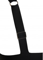 Black swimwear,Plain Color swimwear,ROTITA Lace V Neck Black Tankini Set