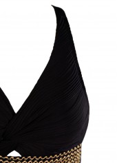 Black swimwear,Plain Color swimwear,ROTITA Jacquard Black High Waisted Bikini Set