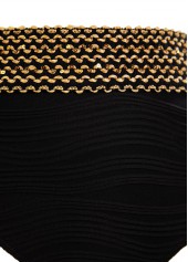 Black swimwear,Plain Color swimwear,ROTITA Jacquard Black High Waisted Bikini Set