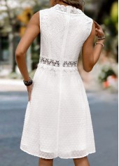 White dresses,Plain Color dresses,Vacation dresses,Vacation dresses,ROTITA White Patchwork V Neck Sleeveless Dress