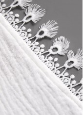 White swimwear,Plain Color swimwear,ROTITA Lace White V Neck Cover Up